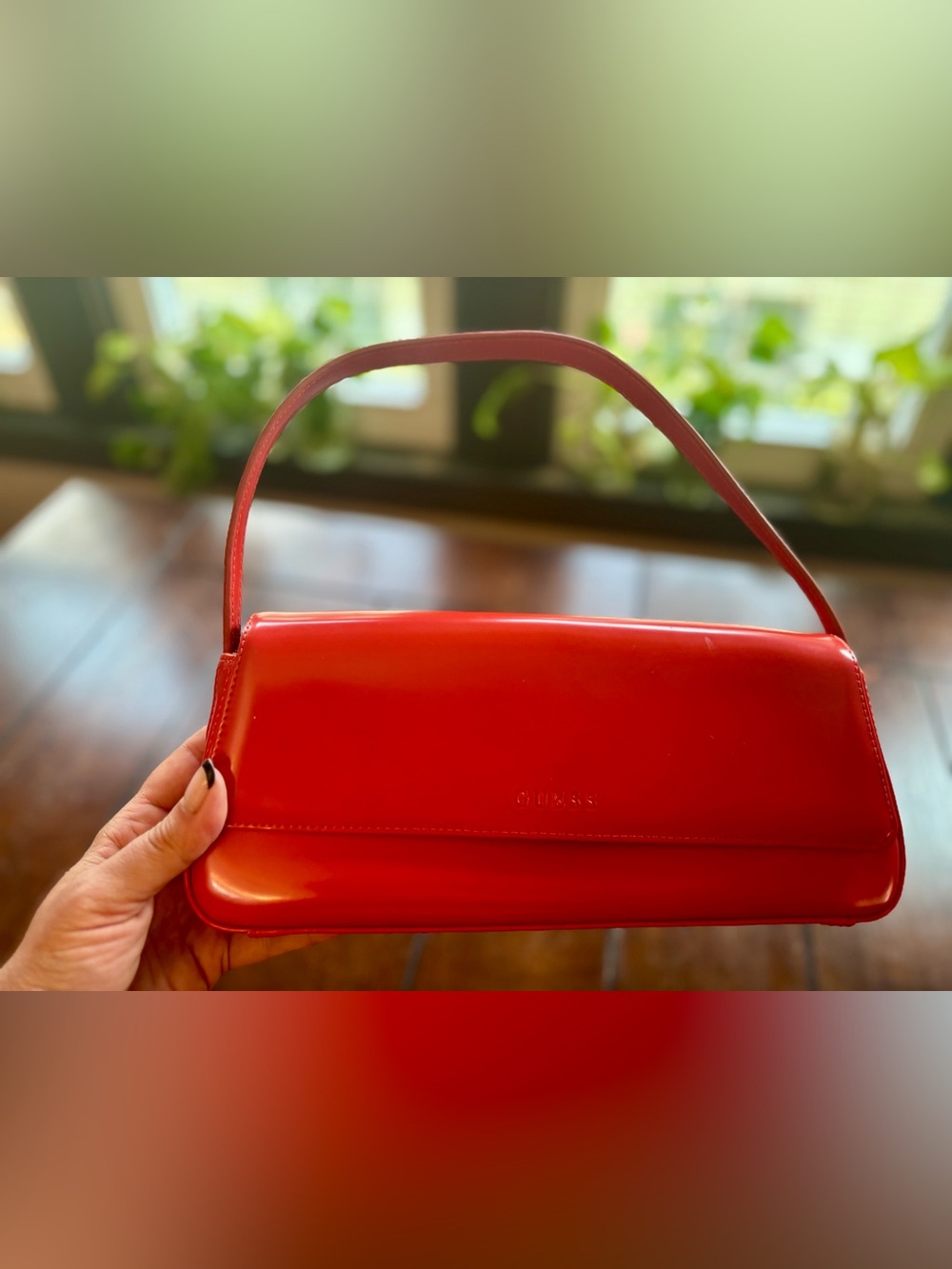 Guess Red Patent Shoulder Clutch - Picture 8 of 10